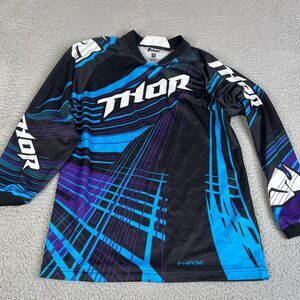 Thor Motocross Jersey Womens Small Blue Long Sleeve Streetwear AOP
